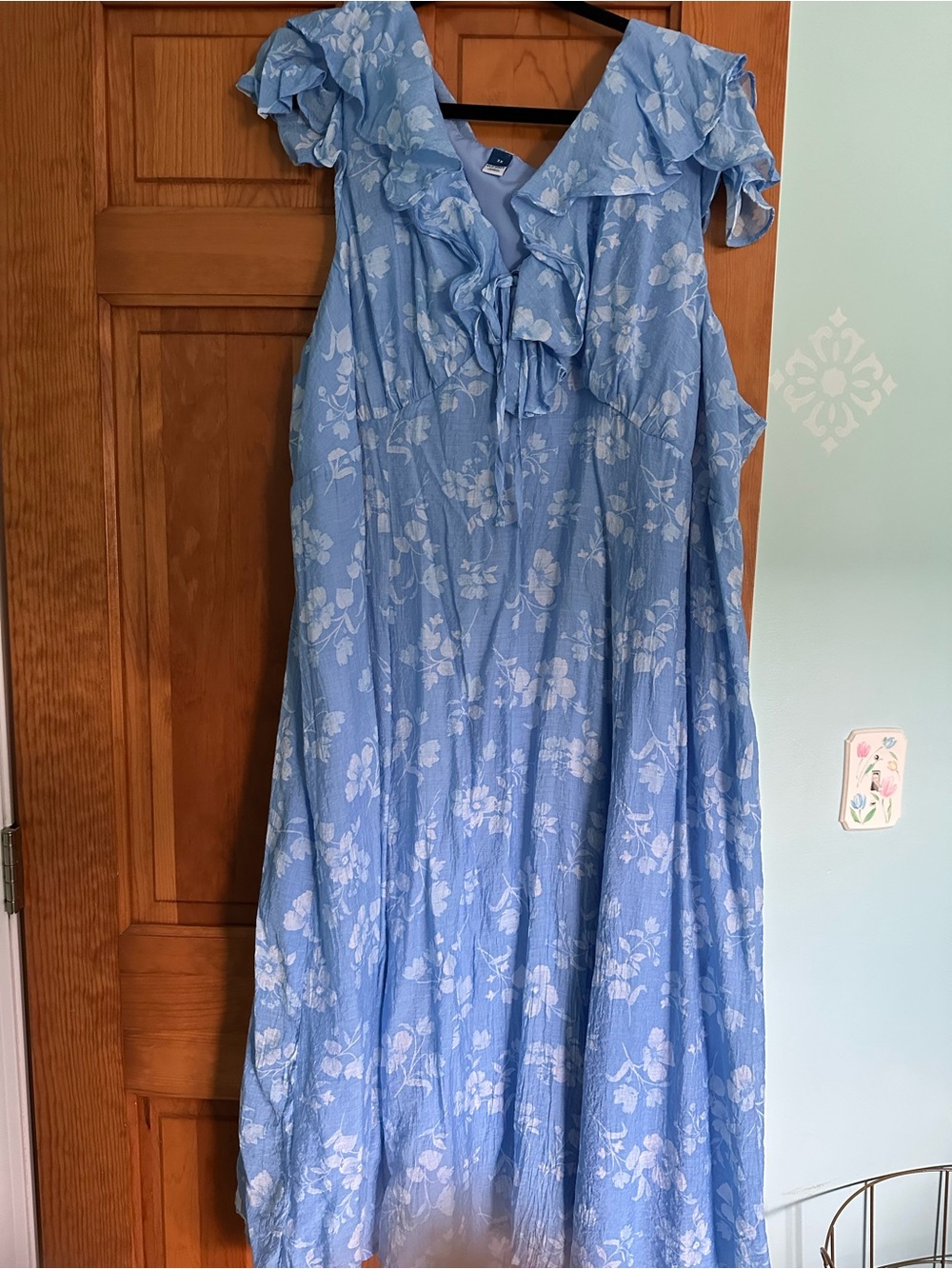 Woman’s Blue Floral Ruffle Dress
